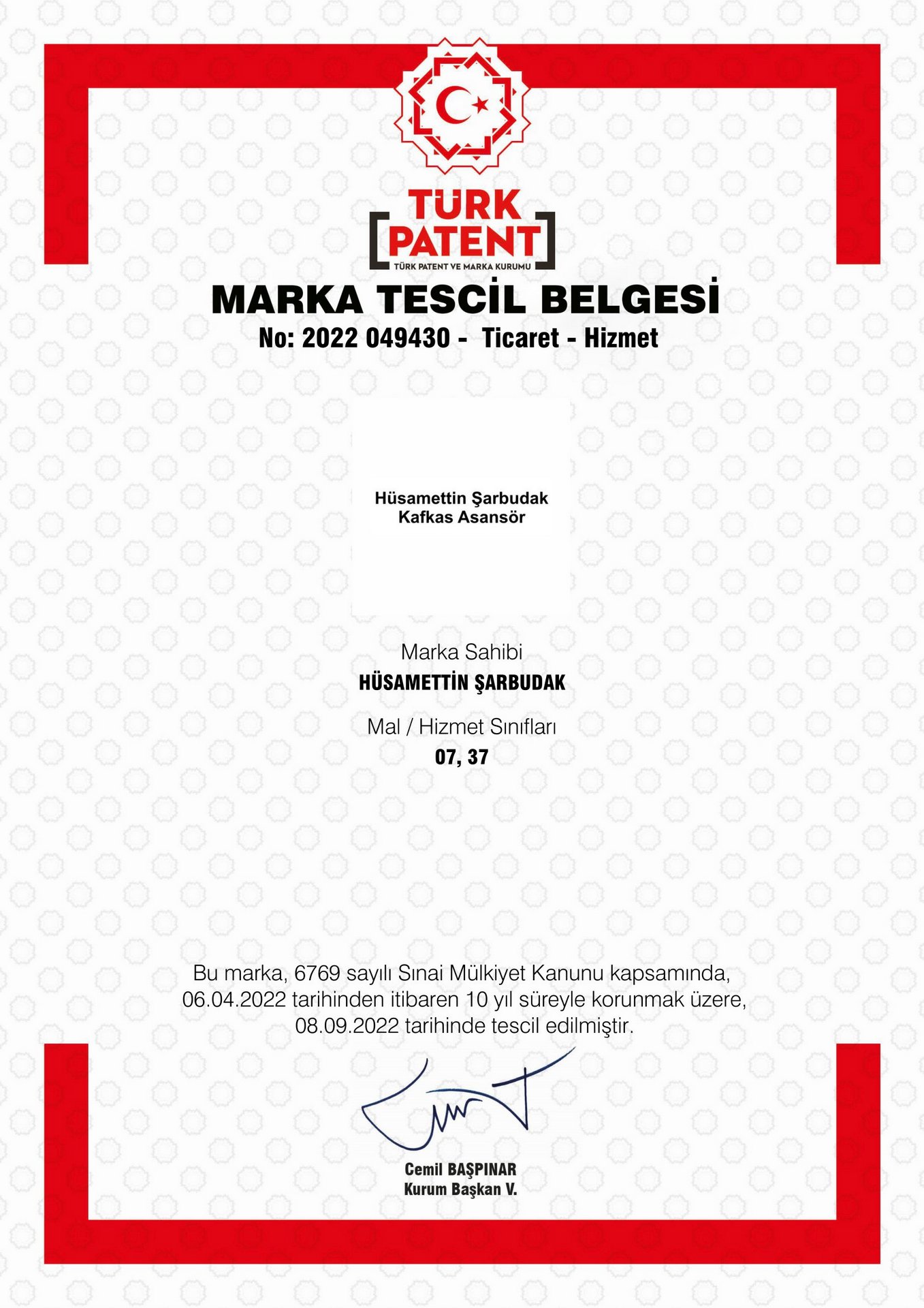 Marka Tescil Belgesi